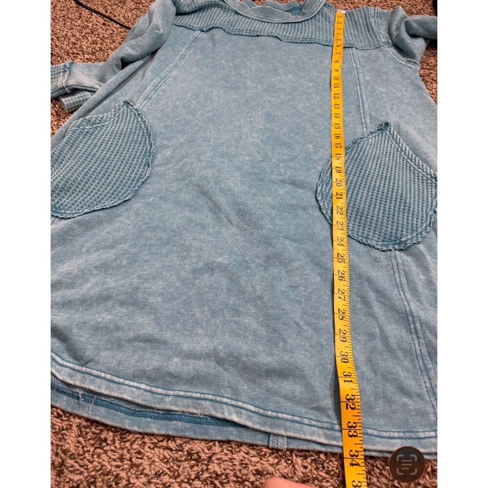 Easel Womens Oversized Blue Dress Sz S Boho Waffle Knit Casual Soft Lounge - Picture 9 of 9